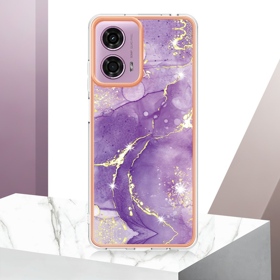 Ochranné puzdro pre Motorola Moto G24 / G24 Power / G04, Marble Slim Case, tmavo fialová