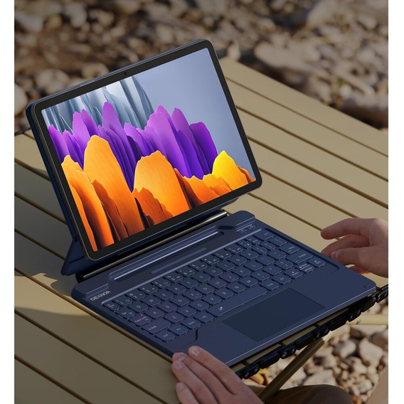 Puzdro s klávesnicou pre Samsung Galaxy Tab S10 Lite / S10 FE / S9 FE / S9, Dexnor Magnetic Keyboard Touchpad, modré