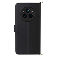 Puzdro s chlopňou pre Realme 14 Pro+ 5G, Crossbody Leather Wallet, čierne