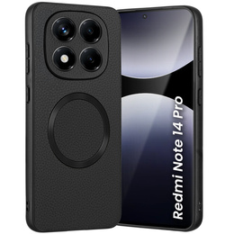 Obal na mobil pre Xiaomi Redmi Note 14 Pro 5G, Leather Hybrid MagSafe, čierne