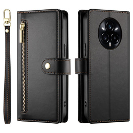 Klapkové puzdro pre Realme 14 Pro 5G, Wallet Zipper Pocket, čierne