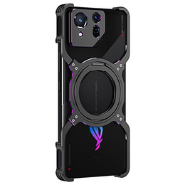 Puzdro pre ASUS ROG Phone 8 5G / 8 Pro 5G, Kickstand Bumper, s krytom objektívu, pre MagSafe, čierna / fialová