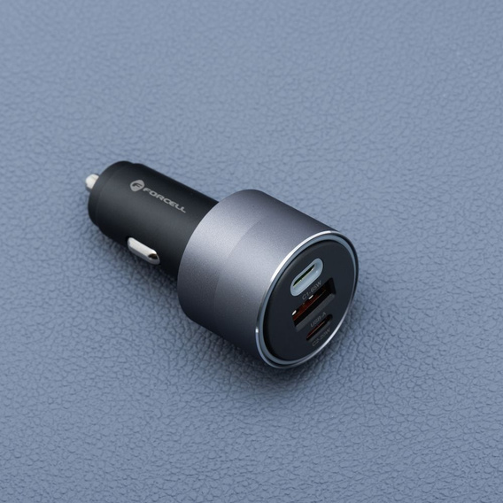 Forcell F-Energy Alu 85 W nabíjačka do auta, 2 × USB-C + USB-A, PD / QC 4.0 / SFC 2.0