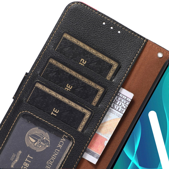 Klapkové puzdro pre Samsung Galaxy A54 5G, KHAZNEH RFID, Dual Color, čierne