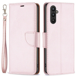 Klapkové puzdro pre Samsung Galaxy A25 5G, Wallet Litchi Leather, ružové + 9H sklo