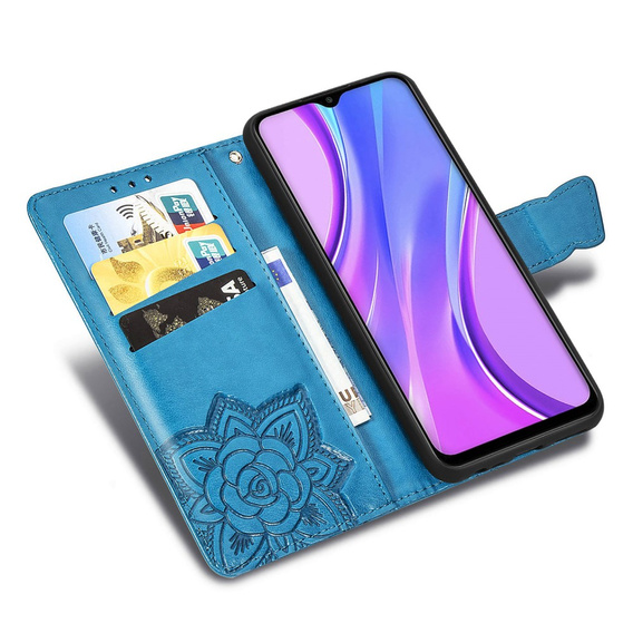 Klapkové puzdro pre Xiaomi Redmi 9, Butterfly, modré