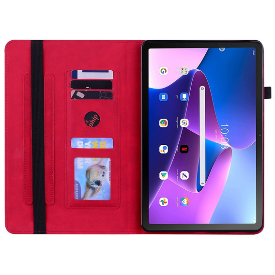 Puzdro pre Lenovo Tab M10 10.1 Gen 3, Wallet Pen Slot, červené