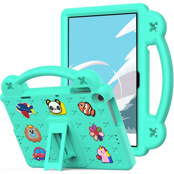Detské puzdro pre Lenovo Tab M10 10.1 Gen 3 TB-328FU/TB-328XU, Cute Patterns, so stojanom, zelený