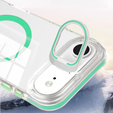 Puzdro pre iPhone Air, pre MagSafe, so stojanom, priehľadné so zelenými vložkami