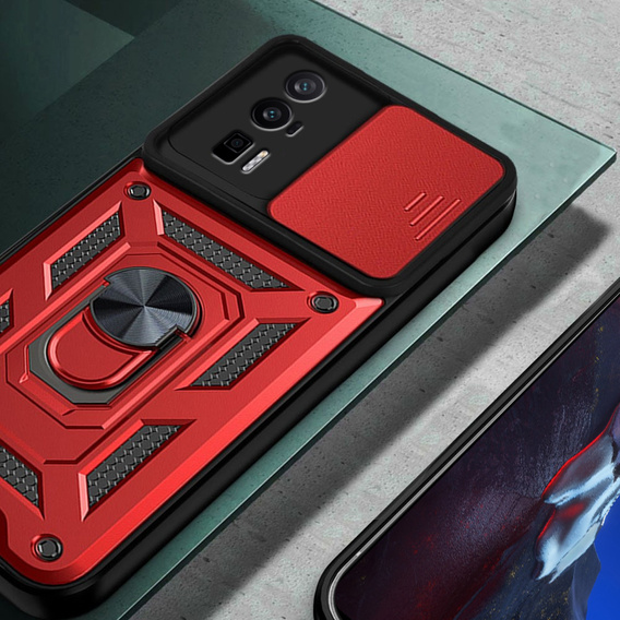 Obal na mobil pre Xiaomi Poco F5 Pro, CamShield Slide, červené