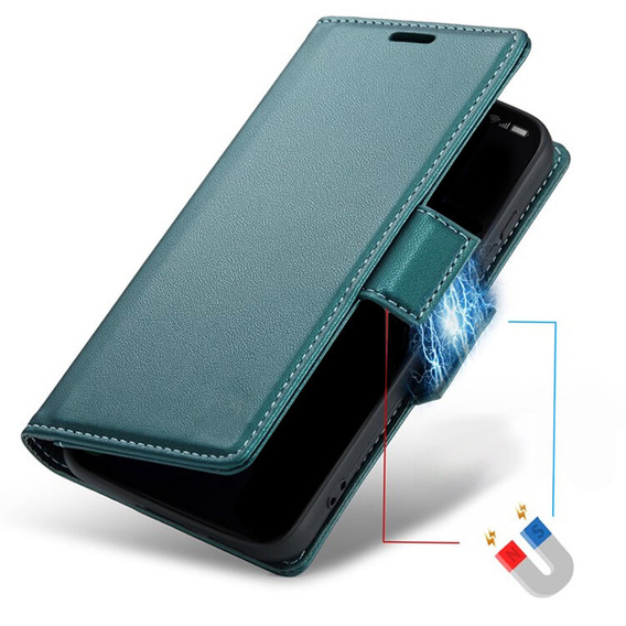 Puzdro pre Samsung Galaxy S25, ERBORD Glossy Litchi, flipová peňaženka, zelený
