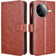 Klapkové puzdro pre Xiaomi Poco F7 Pro, Crazy Horse Wallet, hnedé