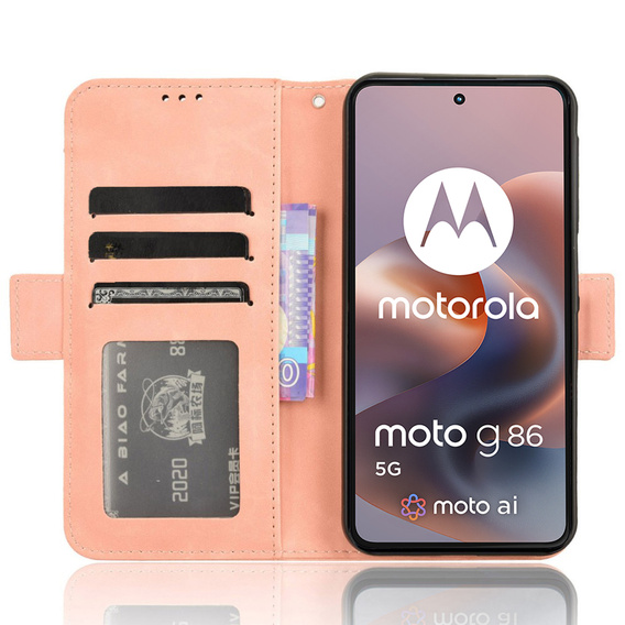 Klapkové puzdro pre Motorola Moto G86 5G, Card Slot, ružové