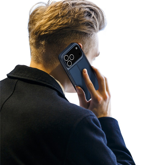 Puzdro Dux Ducis pre iPhone 17 Pro, Skin Pro, s chlopňou, s otvorom na kartu, tmavomodré