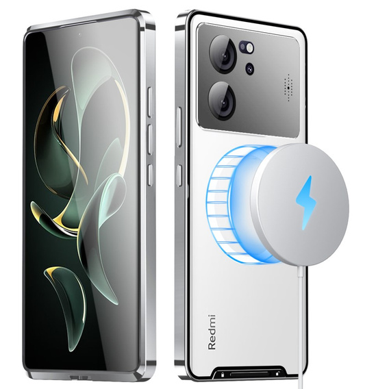 Ochranné puzdro na fotoaparát pre Xiaomi 13T / 13T Pro, CamShield MagSafe, priehľadný / strieborný