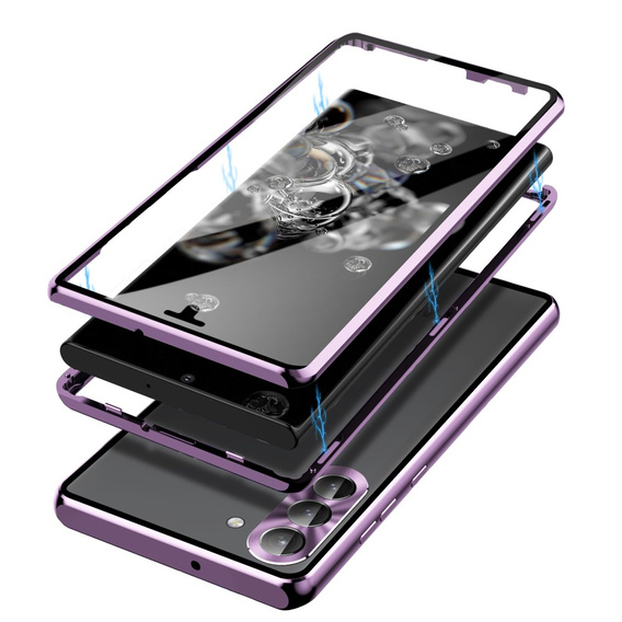 Puzdro pre Samsung Galaxy S23, Magnetic Dual Glass, fialové
