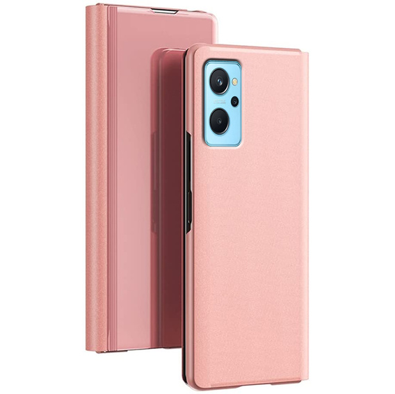 Obal na mobil pre Realme 9i / Oppo A96, Clear View, ružové rose gold
