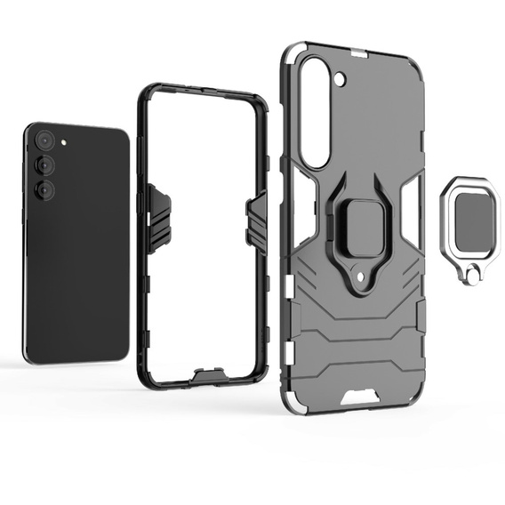 Obal na mobil pre Samsung Galaxy S23, Kickstand Ring, čierne