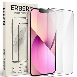 2x tvrdené sklo pre iPhone 13 Mini, ERBORD 9H Hard Glass na displeji