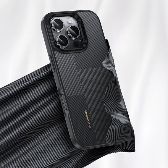 Puzdro BENKS Kevlar pre iPhone 16 Pro Max, pre MagSafe, Carbon Fiber, čierne