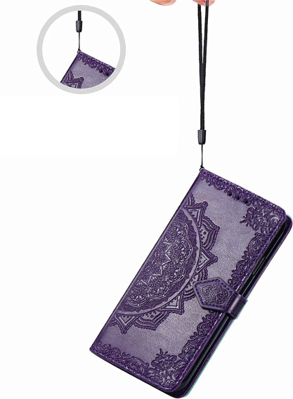 Klapkové puzdro pre Motorola Moto E14, Mandala, fialové