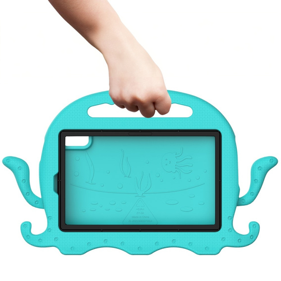 Detské puzdro pre Lenovo Tab M9, s rukoväťou, chobotnica, zelený
