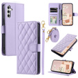 Puzdro s chlopňou pre Samsung Galaxy S25 FE, Rhombus Crossbody Leather, fialové