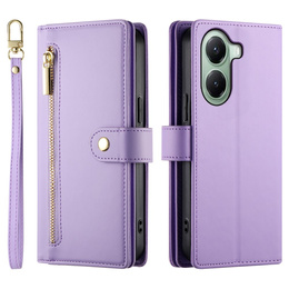 Klapkové puzdro pre Xiaomi Poco X7 Pro 5G, Wallet Zipper Pocket, fialové