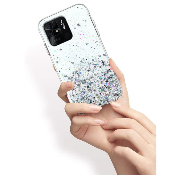 Obal na mobil pre Xiaomi Redmi 10C, Glittery, priehľadné
