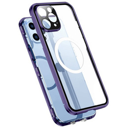 Magnetické puzdro Dual Glass MagSafe pre iPhone 14 Pro Max, fialové