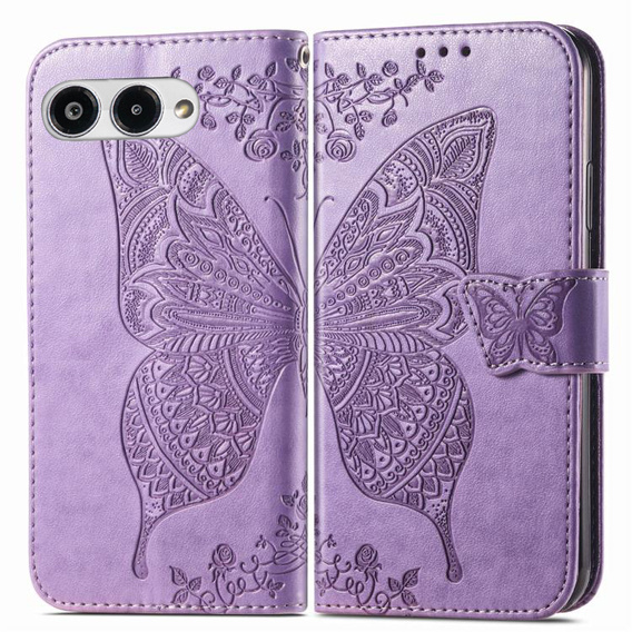 Klapkové puzdro pre T Phone 3 5G, Butterfly, fialové