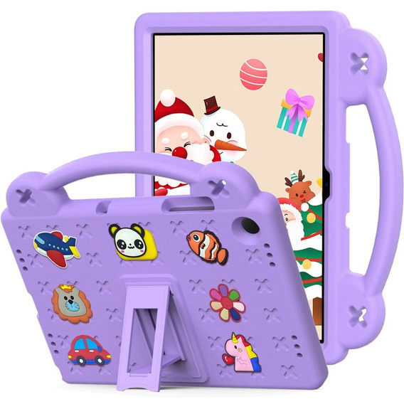 Detské puzdro pre Samsung Galaxy Tab A9+, Cute Patterns, so stojanom, fialové