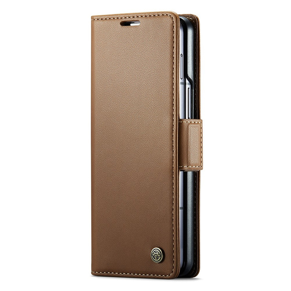 CASEME flipové puzdro pre Samsung Galaxy Z Fold6 5G, Litchi Wallet, hnedé