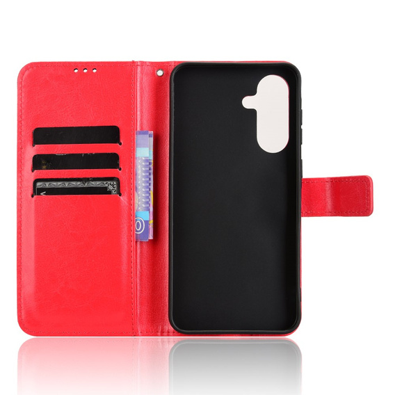 Klapkové puzdro pre Samsung Galaxy A36, Crazy Horse Wallet, červené