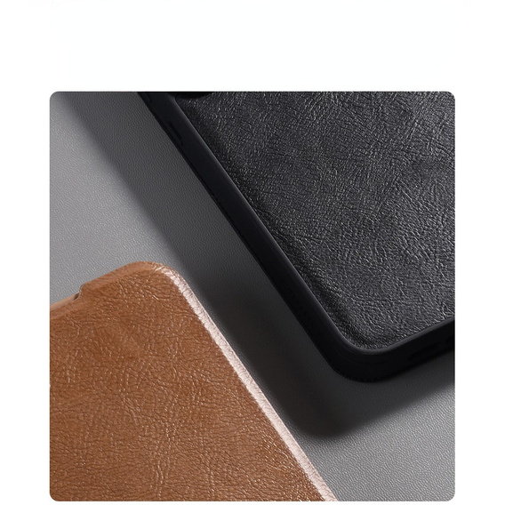 Flipové puzdro NILLKIN pre Samsung Galaxy A56, CamShield Qin Pro, kožené, hnedé