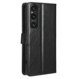 Klapkové puzdro pre Sony Xperia 1 V, Crazy Horse Wallet, čierne
