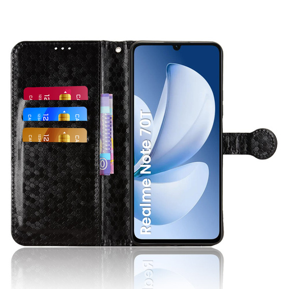 Flipové puzdro pre Realme Note 70T 4G, Wallet Rhombus, čierne