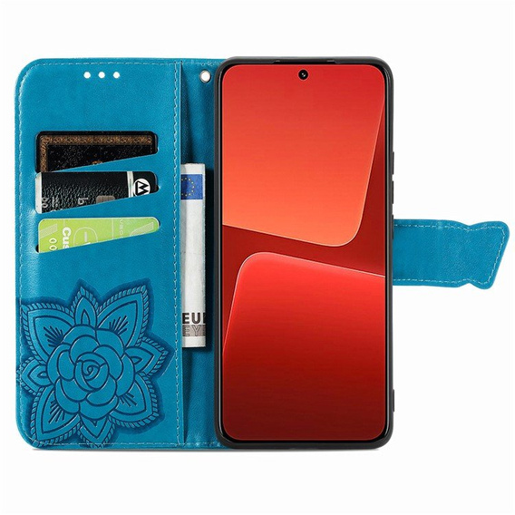 Klapkové puzdro pre Xiaomi 13, Butterfly, modré