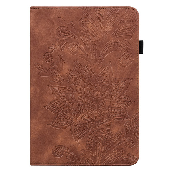 Puzdro s chlopňou pre Lenovo Tab M9, flower, hnedé