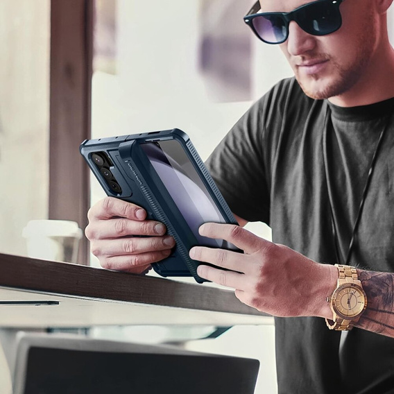 Obrnené puzdro pre Samsung Galaxy Z Fold 5 5G, Dexnor Full Body S-Pen Slot, tmavomodré