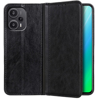 Obal na mobil pre Poco F5 5G, Wallet Litchi Leather, čierne