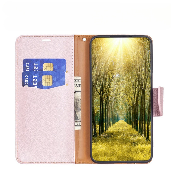 Klapkové puzdro pre Samsung Galaxy A54 5G, Wallet Litchi Magnet, ružové rose gold