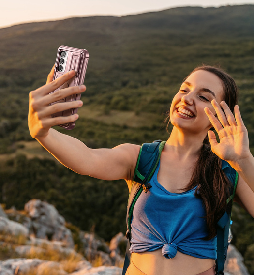 Obrnené puzdro pre Samsung Galaxy A16, Dexnor Full Body (Two Frames), ružové