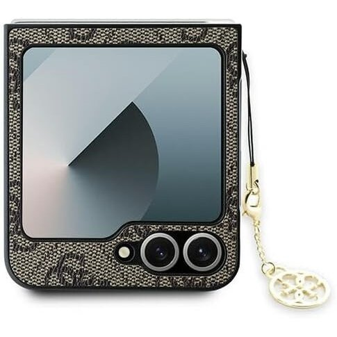 GUESS Obal na mobil pre Samsung Galaxy Z Flip7 FE / Z Flip6, 4G Charms Collection Hardcase, hnedé