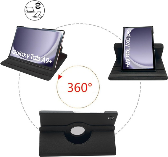 Puzdro pre Samsung Galaxy Tab A9+ TB330FU 10.95", otočné o 360°, čierne