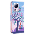 Klapkové puzdro pre Xiaomi 13 Lite, Wallet, tree & owls, modré