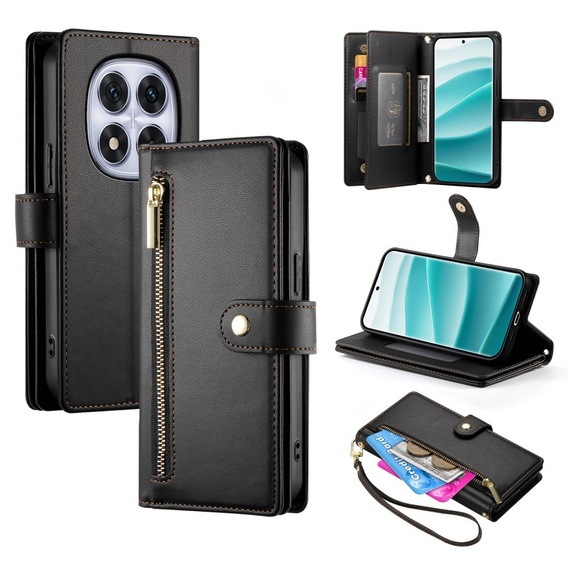 Klapkové puzdro pre Xiaomi Redmi Note 14 Pro 5G / Poco X7 5G, Wallet Zipper Pocket, čierne
