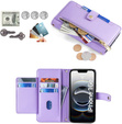 Klapkové puzdro pre iPhone 16E, Wallet Zipper Pocket, fialové