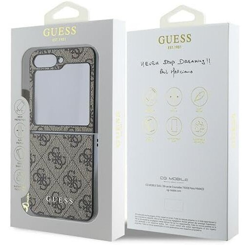 GUESS Obal na mobil pre Samsung Galaxy Z Flip7 FE / Z Flip6, 4G Charms Collection Hardcase, hnedé