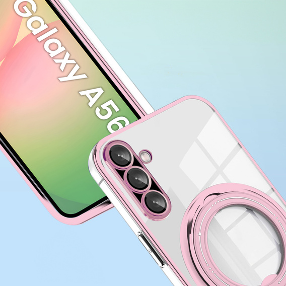 Magnetické puzdro pre Samsung Galaxy A56, pre MagSafe, ružové + sklo 9H